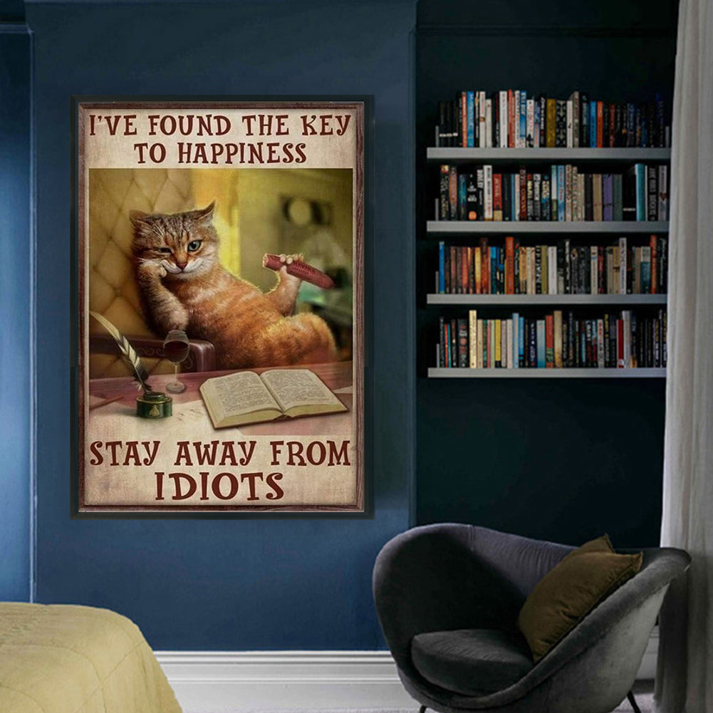 Vintage Poster-Reading Cat - 11CT Stamped Cross Stitch 40*60CM