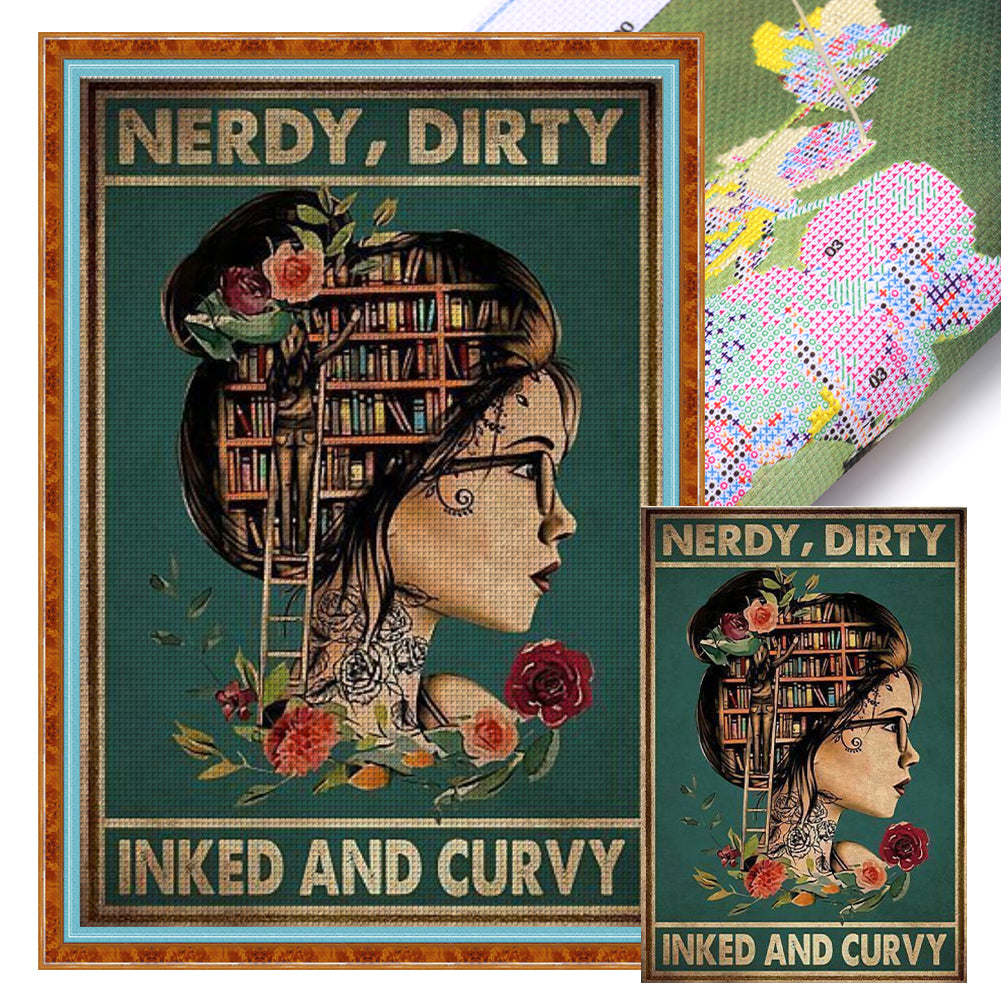 Vintage Poster-Silhouette Girl - 11CT Stamped Cross Stitch 40*60CM