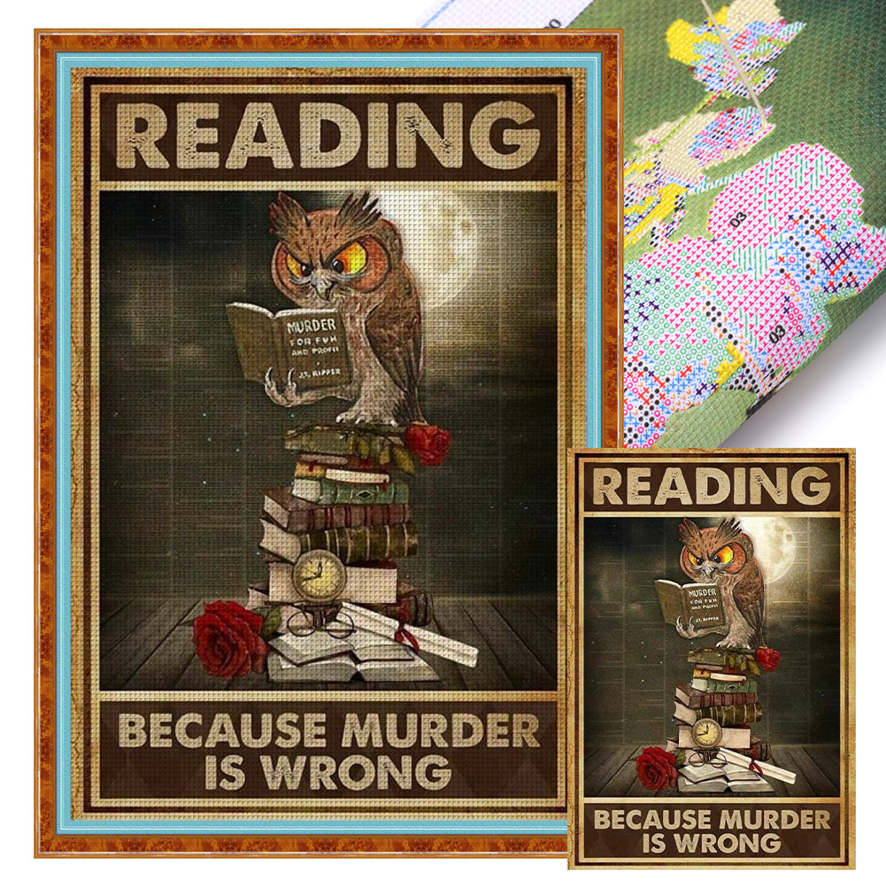 Vintage Poster - Owl Reading - 11CT Stamped Cross Stitch 40*60CM