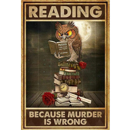 Vintage Poster - Owl Reading - 11CT Stamped Cross Stitch 40*60CM