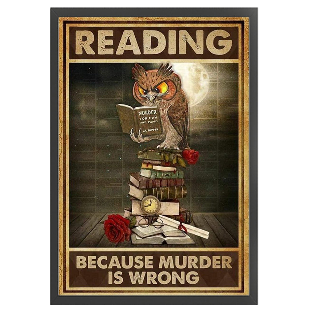 Vintage Poster - Owl Reading - 11CT Stamped Cross Stitch 40*60CM