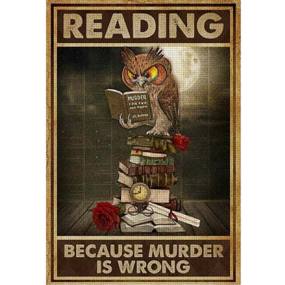 Vintage Poster - Owl Reading - 11CT Stamped Cross Stitch 40*60CM