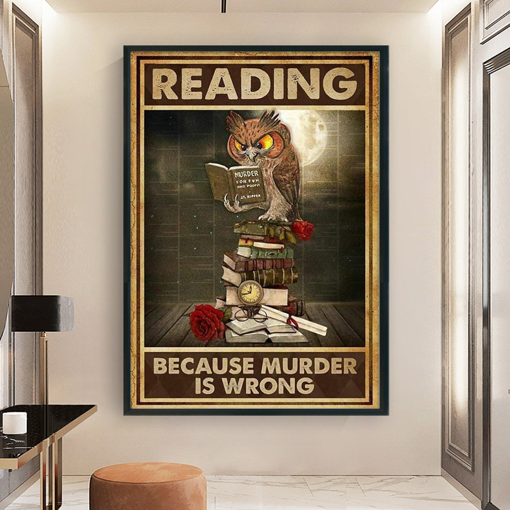 Vintage Poster - Owl Reading - 11CT Stamped Cross Stitch 40*60CM