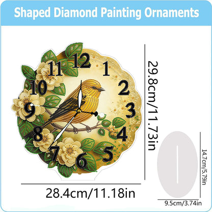 Acrylic Special Shape Flower Bird DIY Crystal Diamond Clock for Adults Beginners