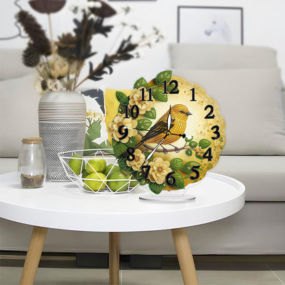 Acrylic Special Shape Flower Bird DIY Crystal Diamond Clock for Adults Beginners