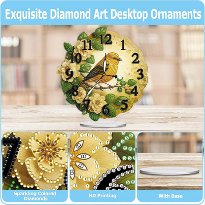 Acrylic Special Shape Flower Bird DIY Crystal Diamond Clock for Adults Beginners
