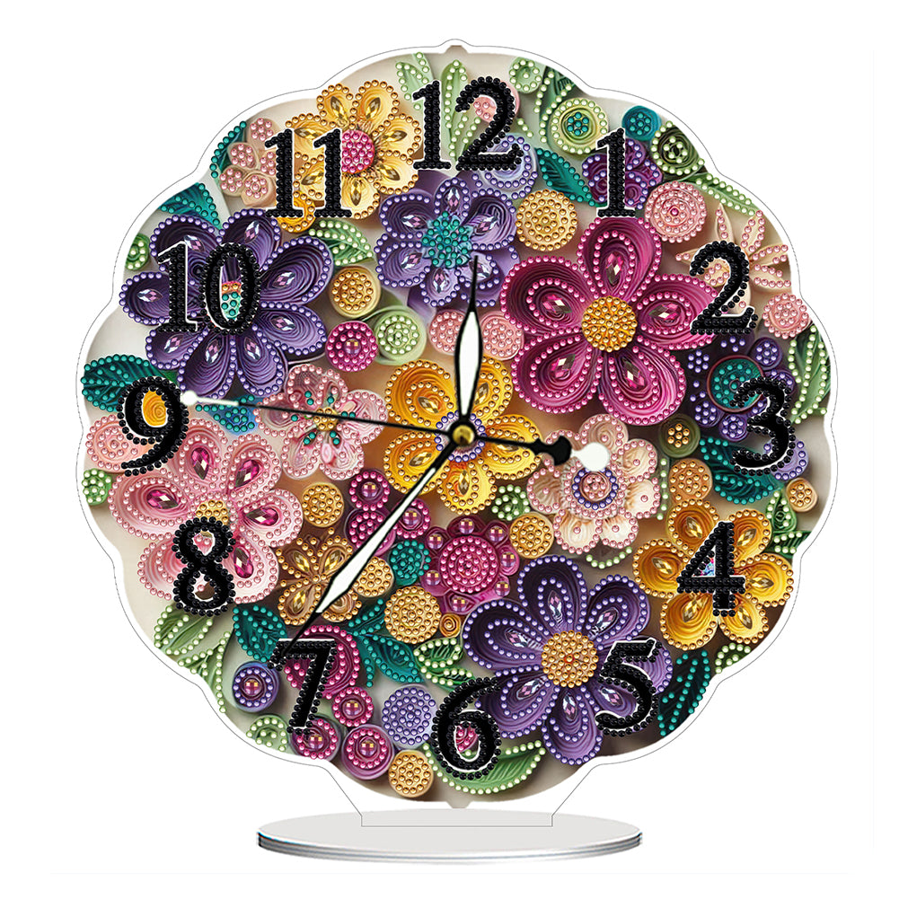 Acrylic Special Shape Flower Bird DIY Crystal Diamond Clock for Adults Beginners