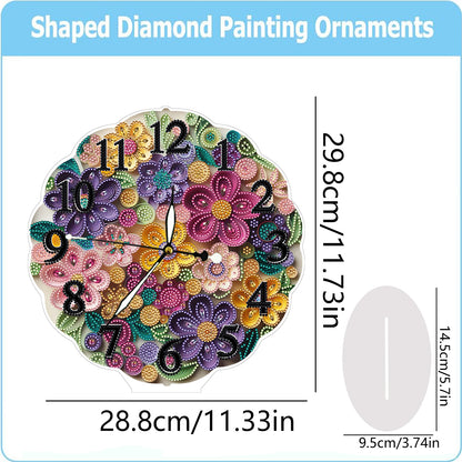 Acrylic Special Shape Flower Bird DIY Crystal Diamond Clock for Adults Beginners