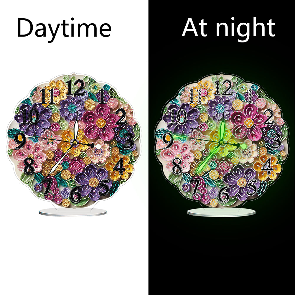 Acrylic Special Shape Flower Bird DIY Crystal Diamond Clock for Adults Beginners