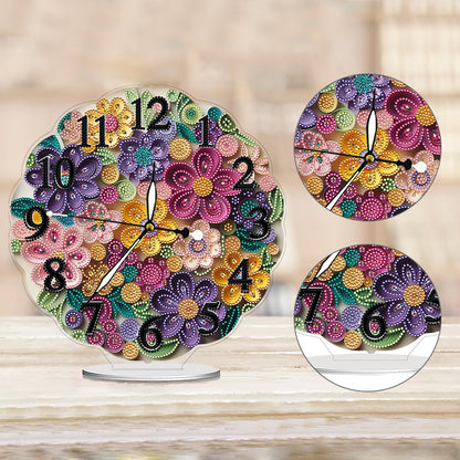 Acrylic Special Shape Flower Bird DIY Crystal Diamond Clock for Adults Beginners