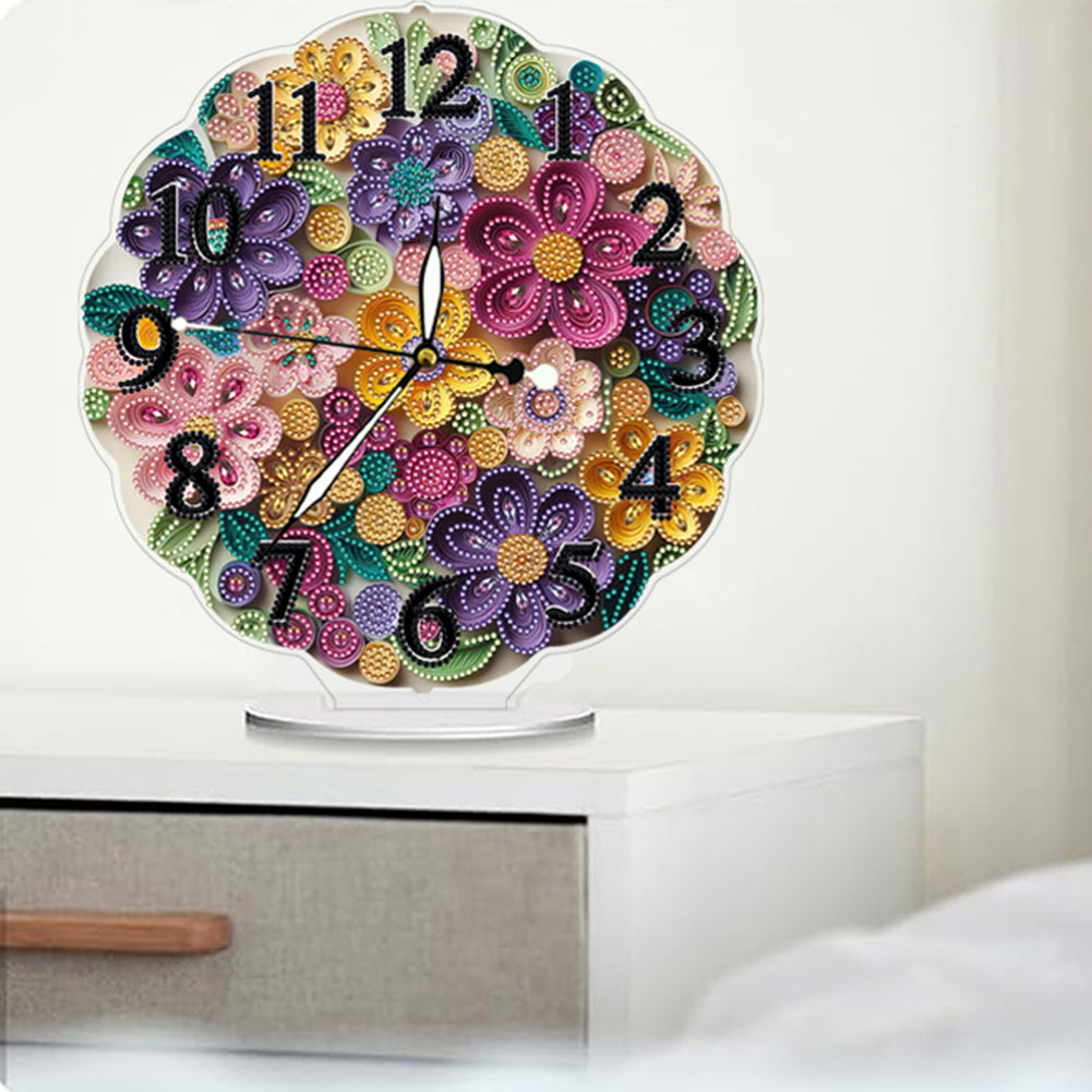 Acrylic Special Shape Flower Bird DIY Crystal Diamond Clock for Adults Beginners