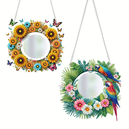 2D Flat DIY Diamond Art Mirror Pendant Diamond Painting Set Wall Door Decoration