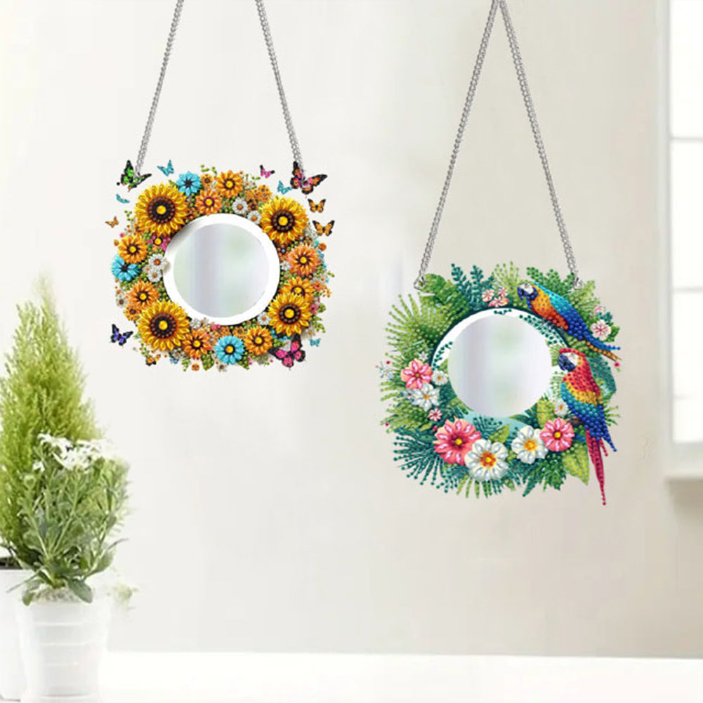 2D Flat DIY Diamond Art Mirror Pendant Diamond Painting Set Wall Door Decoration