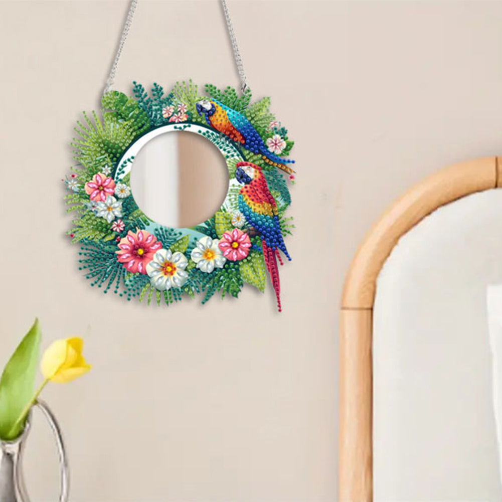 2D Flat DIY Diamond Art Mirror Pendant Diamond Painting Set Wall Door Decoration