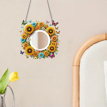 2D Flat DIY Diamond Art Mirror Pendant Diamond Painting Set Wall Door Decoration