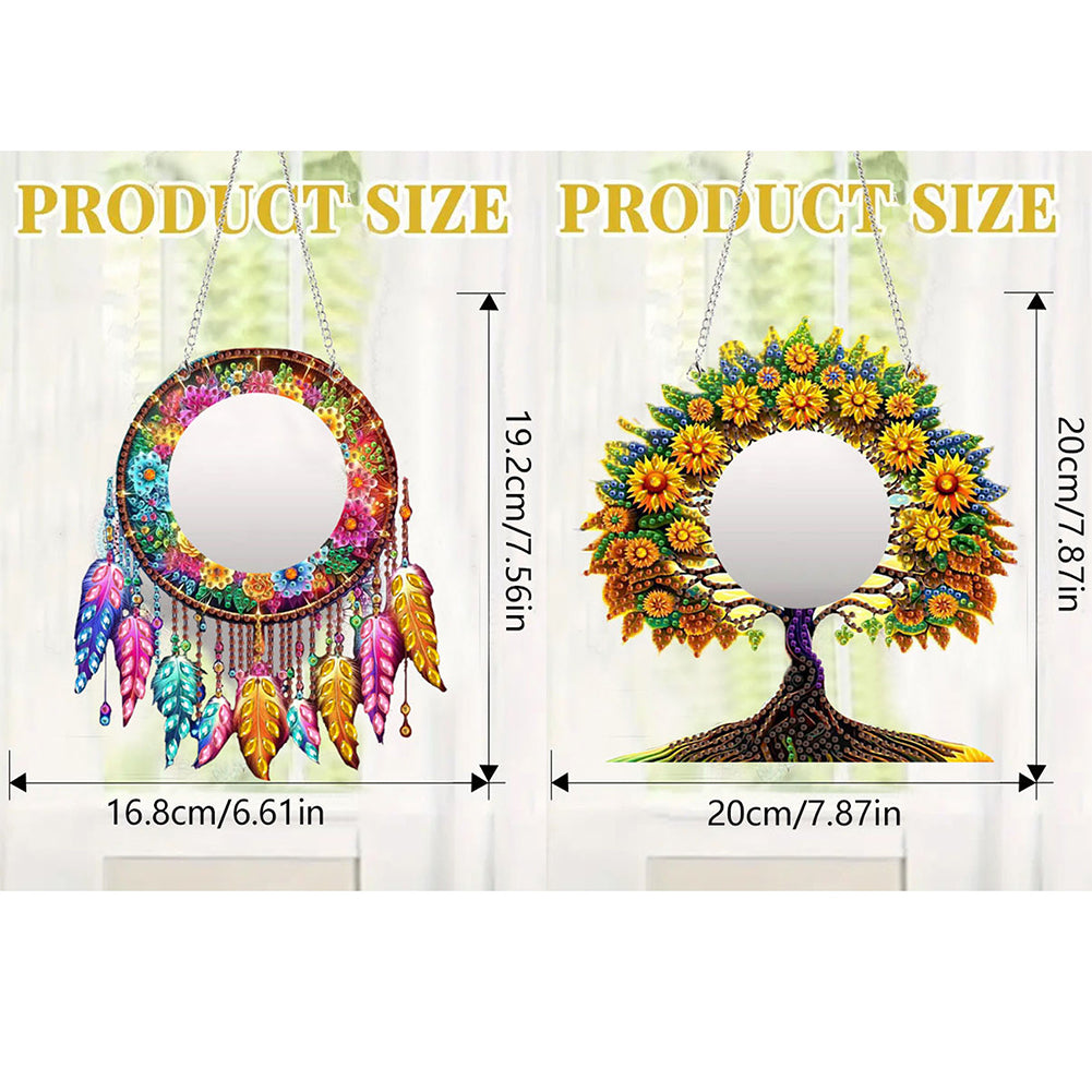 2D Flat DIY Diamond Art Mirror Pendant Diamond Painting Set Wall Door Decoration