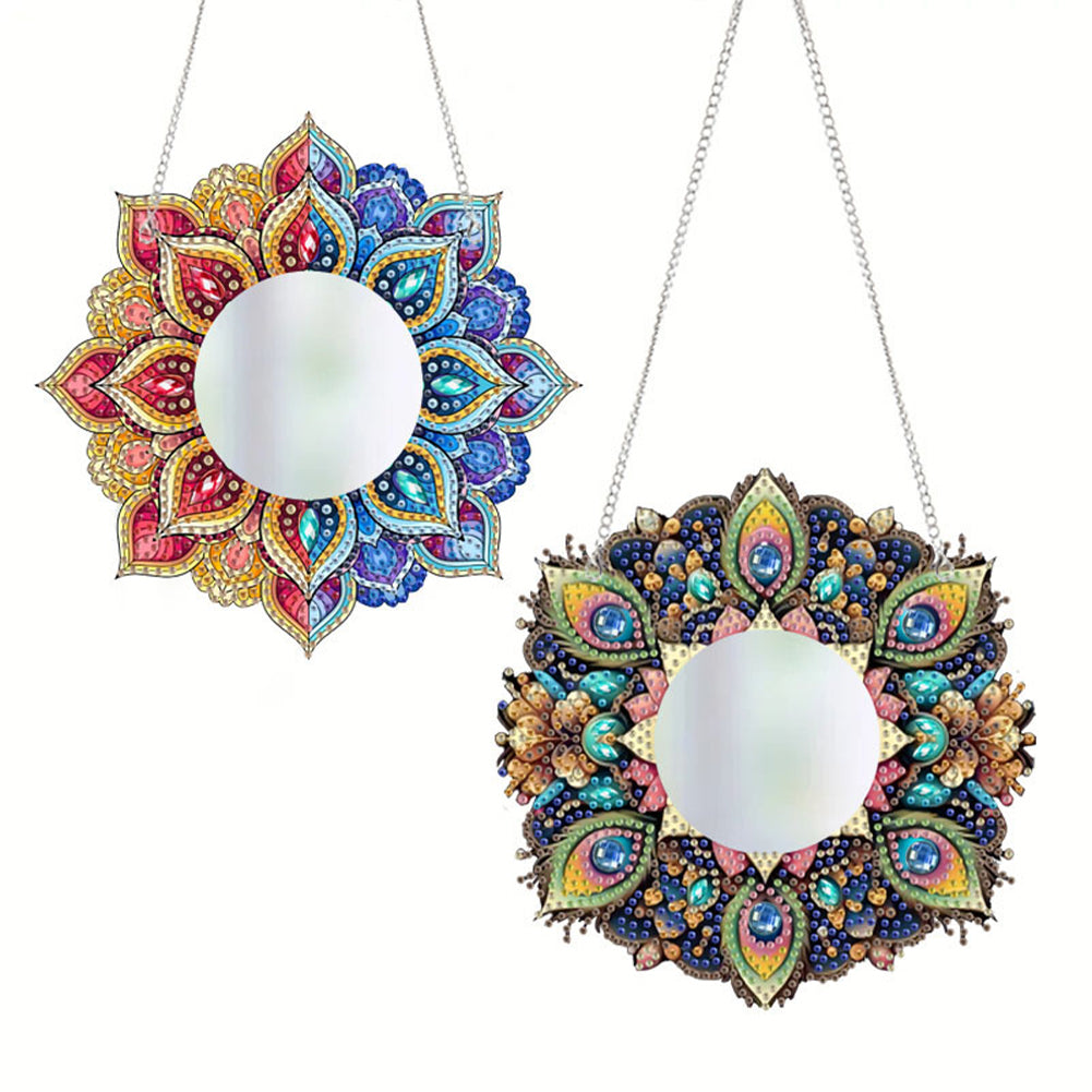 2D Flat DIY Diamond Art Mirror Pendant Diamond Painting Set Wall Door Decoration
