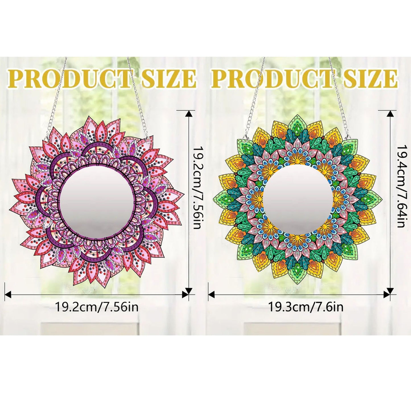 2D Flat DIY Diamond Art Mirror Pendant Diamond Painting Set Wall Door Decoration