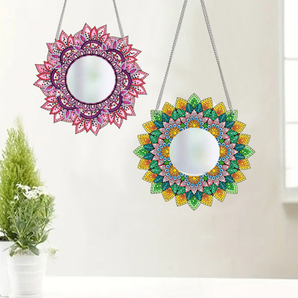 2D Flat DIY Diamond Art Mirror Pendant Diamond Painting Set Wall Door Decoration