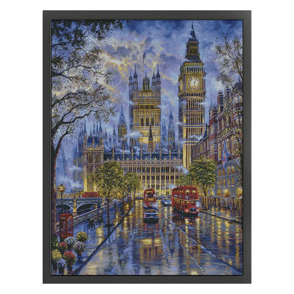 London Impression Of Big Ben - 14CT Stamped Cross Stitch 75*95CM(Fairy Brand)