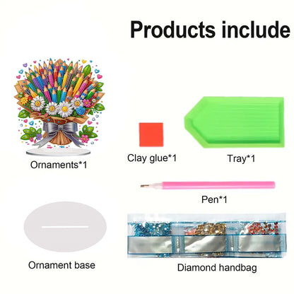 Flower Double Sided Effect DIY Table Top Diamond Painting Ornament Kits Decor