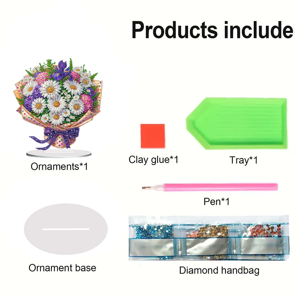 Flower Double Sided Effect DIY Table Top Diamond Painting Ornament Kits Decor