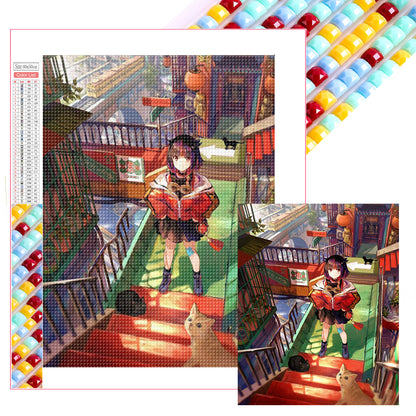Japanese Manga Girl - Full Square Drill Diamond Painting 40*50CM