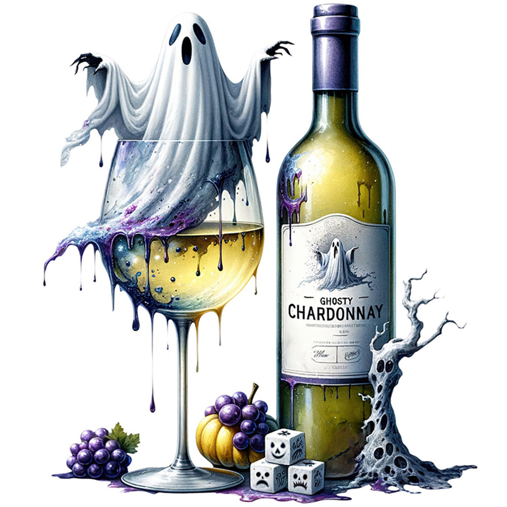 Halloween Wine Glass - 11CT Stamped Cross Stitch 50*50CM