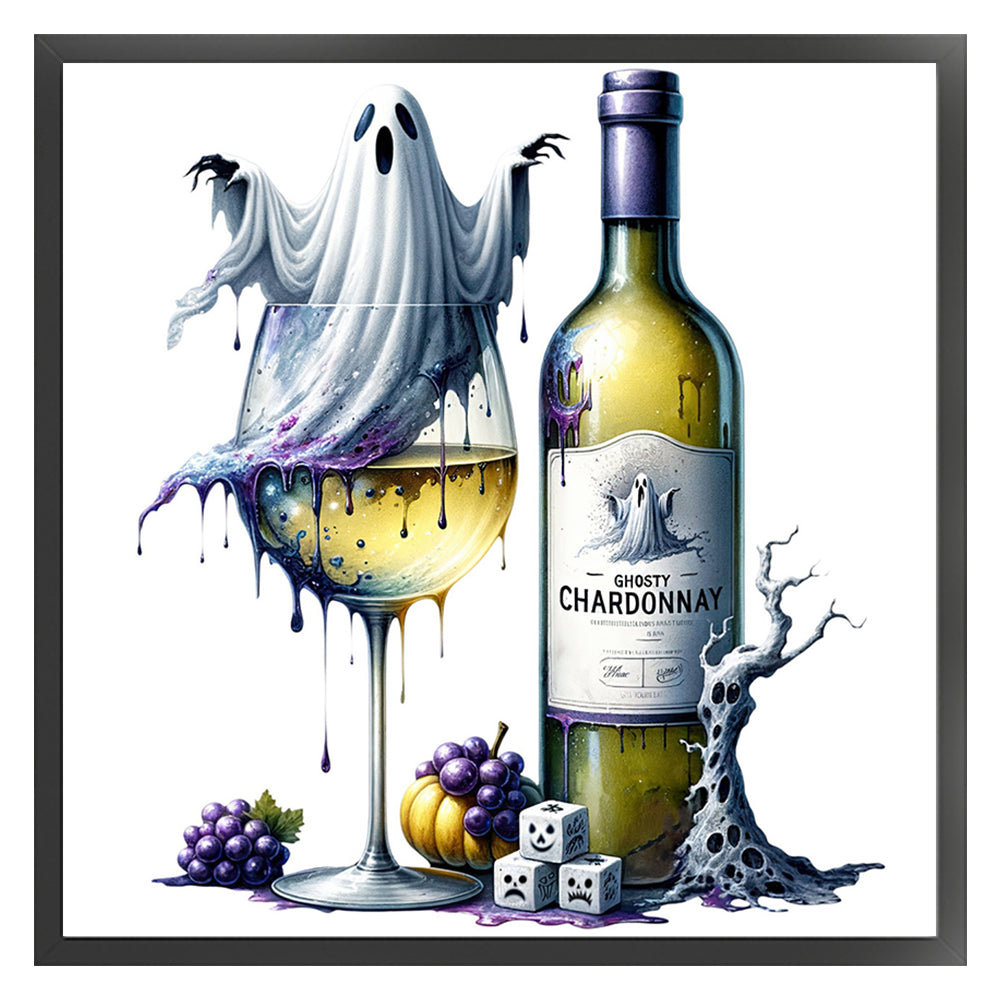 Halloween Wine Glass - 11CT Stamped Cross Stitch 50*50CM