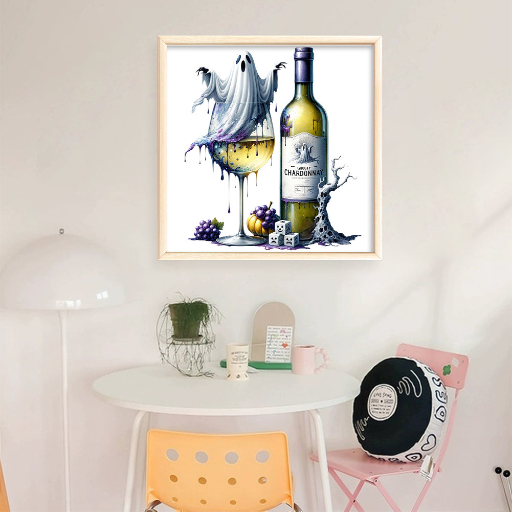 Halloween Wine Glass - 11CT Stamped Cross Stitch 50*50CM