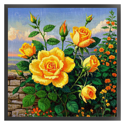 Yellow Rose - 11CT Stamped Cross Stitch 40*40CM