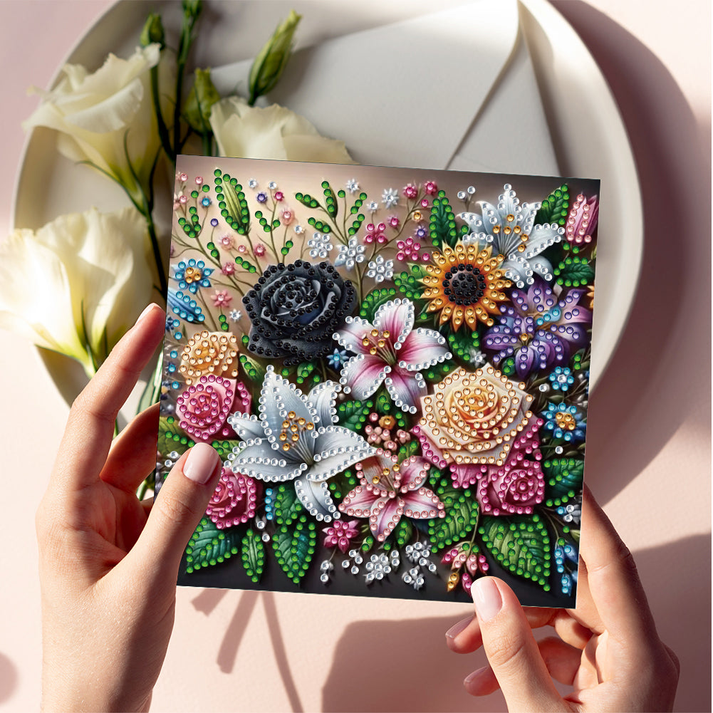 6PCS DIY Rhinestone Diamond Art Mosaic Postcards for Festivals and Celebrations