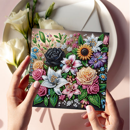 6PCS DIY Rhinestone Diamond Art Mosaic Postcards for Festivals and Celebrations
