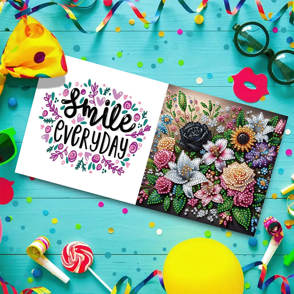 6PCS DIY Rhinestone Diamond Art Mosaic Postcards for Festivals and Celebrations