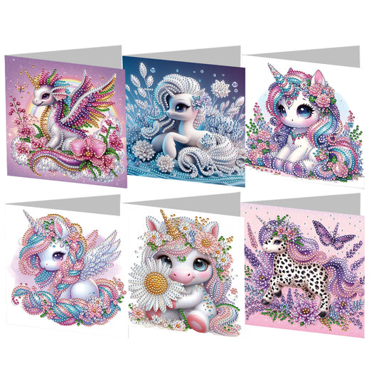 6PCS DIY Rhinestone Diamond Art Mosaic Postcards for Festivals and Celebrations