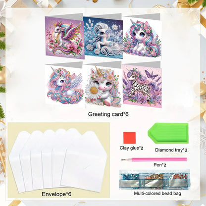 6PCS DIY Rhinestone Diamond Art Mosaic Postcards for Festivals and Celebrations