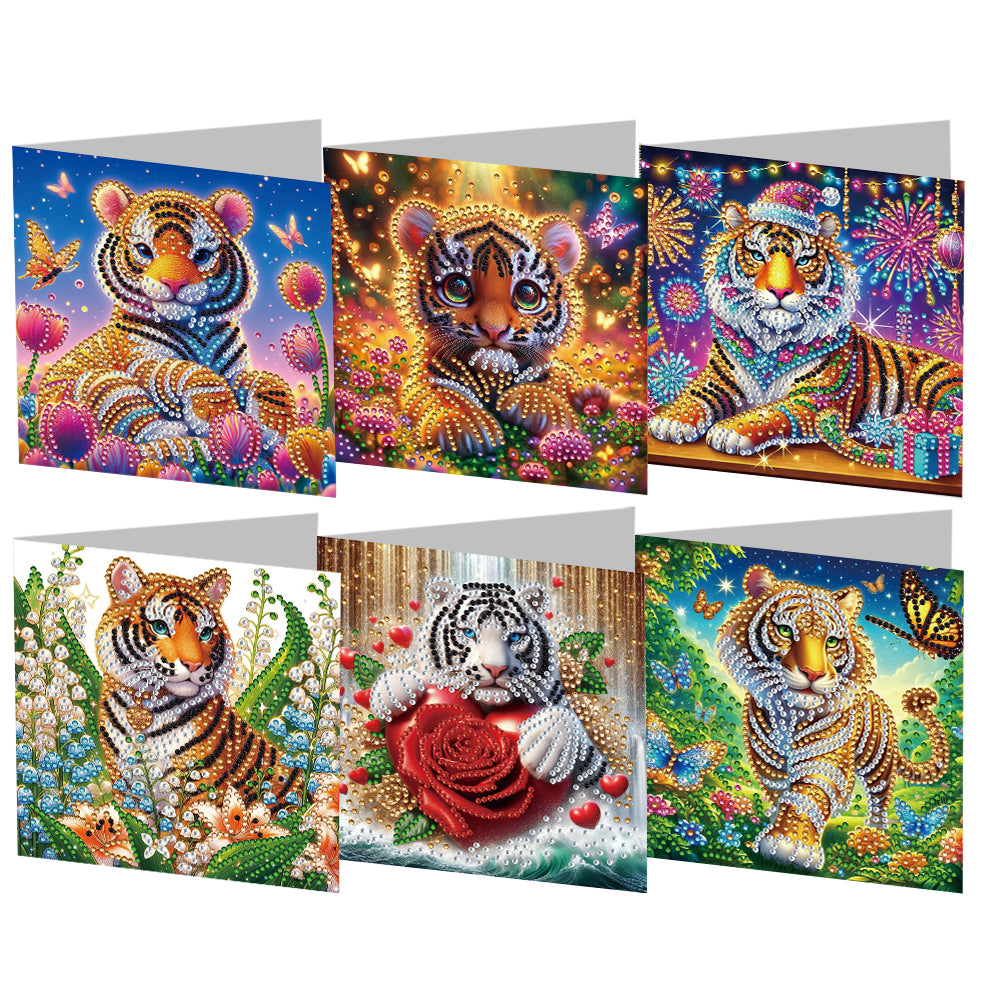 6PCS DIY Rhinestone Diamond Art Mosaic Postcards for Festivals and Celebrations