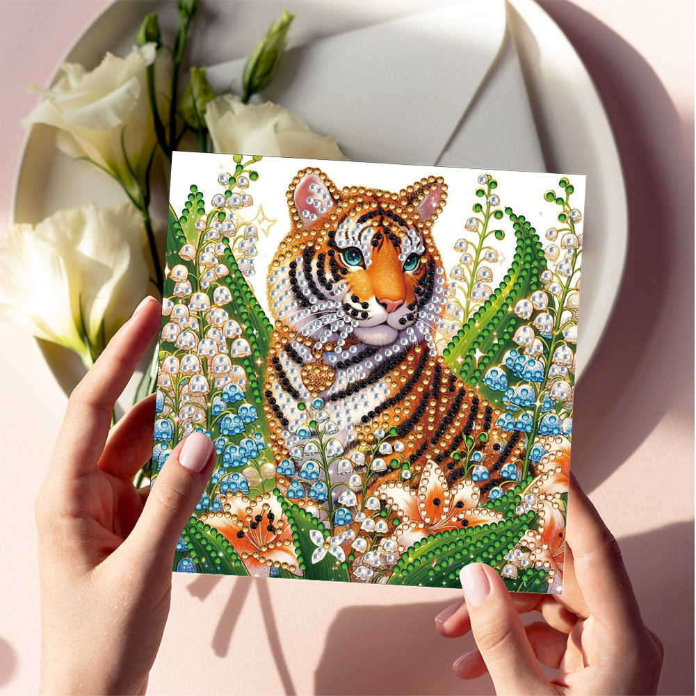6PCS DIY Rhinestone Diamond Art Mosaic Postcards for Festivals and Celebrations