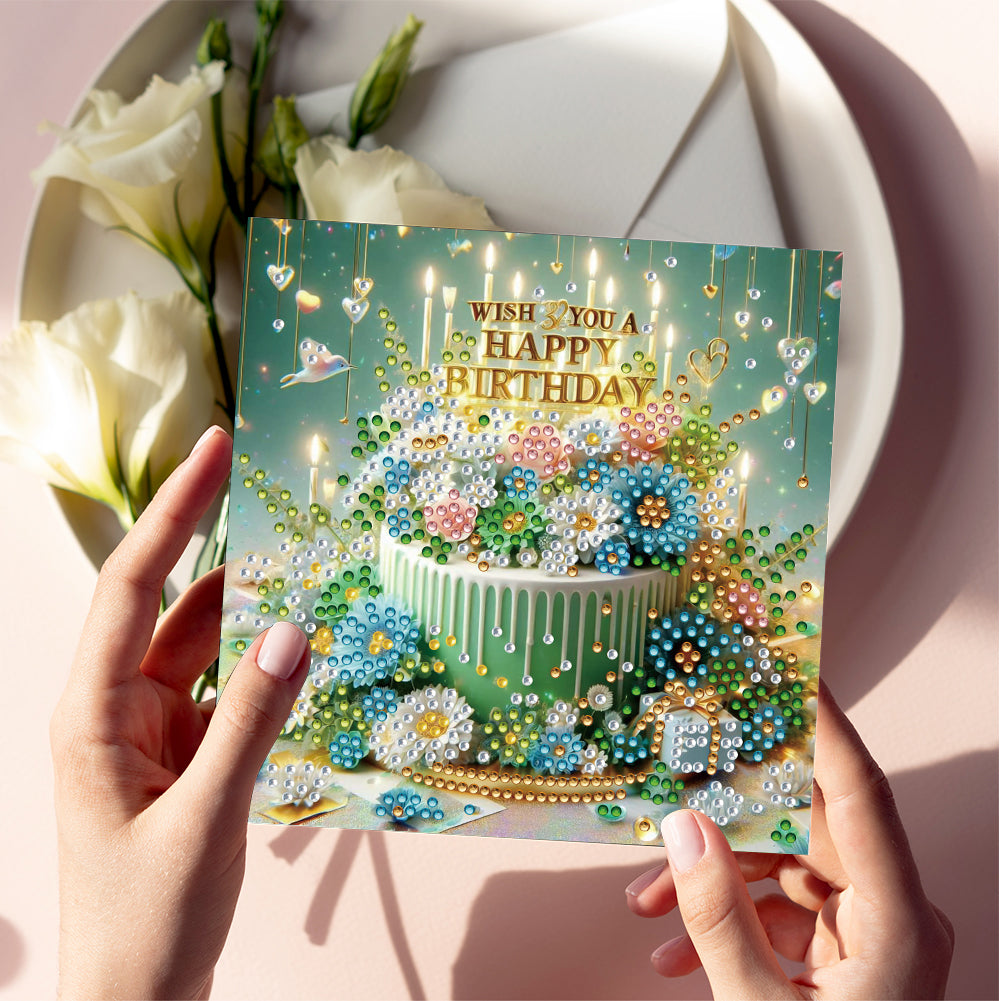 6PCS DIY Rhinestone Diamond Art Mosaic Postcards for Festivals and Celebrations