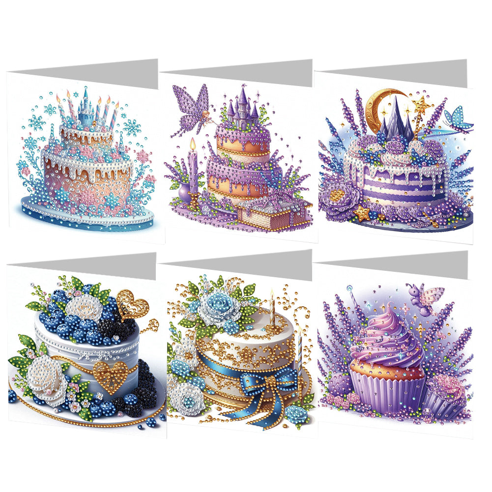 6PCS DIY Rhinestone Diamond Art Mosaic Postcards for Festivals and Celebrations
