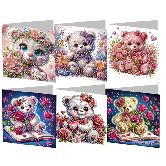 6PCS DIY Rhinestone Diamond Art Mosaic Postcards for Festivals and Celebrations