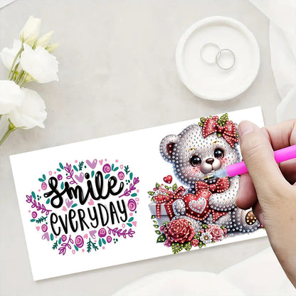 6PCS DIY Rhinestone Diamond Art Mosaic Postcards for Festivals and Celebrations