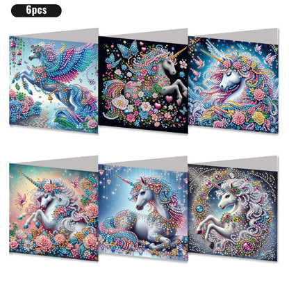 6PCS DIY Rhinestone Diamond Art Mosaic Postcards for Festivals and Celebrations