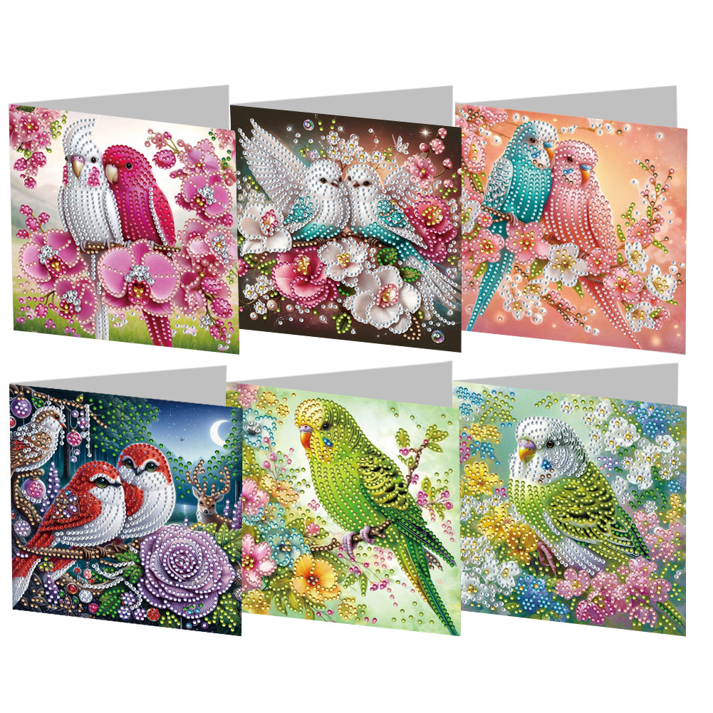 6PCS DIY Rhinestone Diamond Art Mosaic Postcards for Festivals and Celebrations