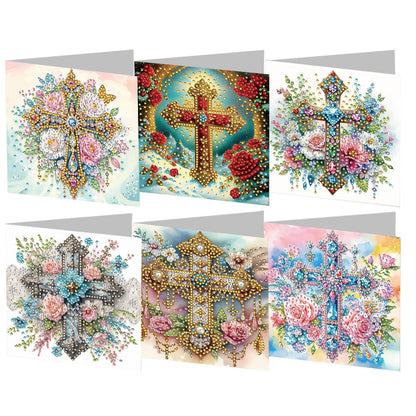 6PCS DIY Rhinestone Diamond Art Mosaic Postcards for Festivals and Celebrations