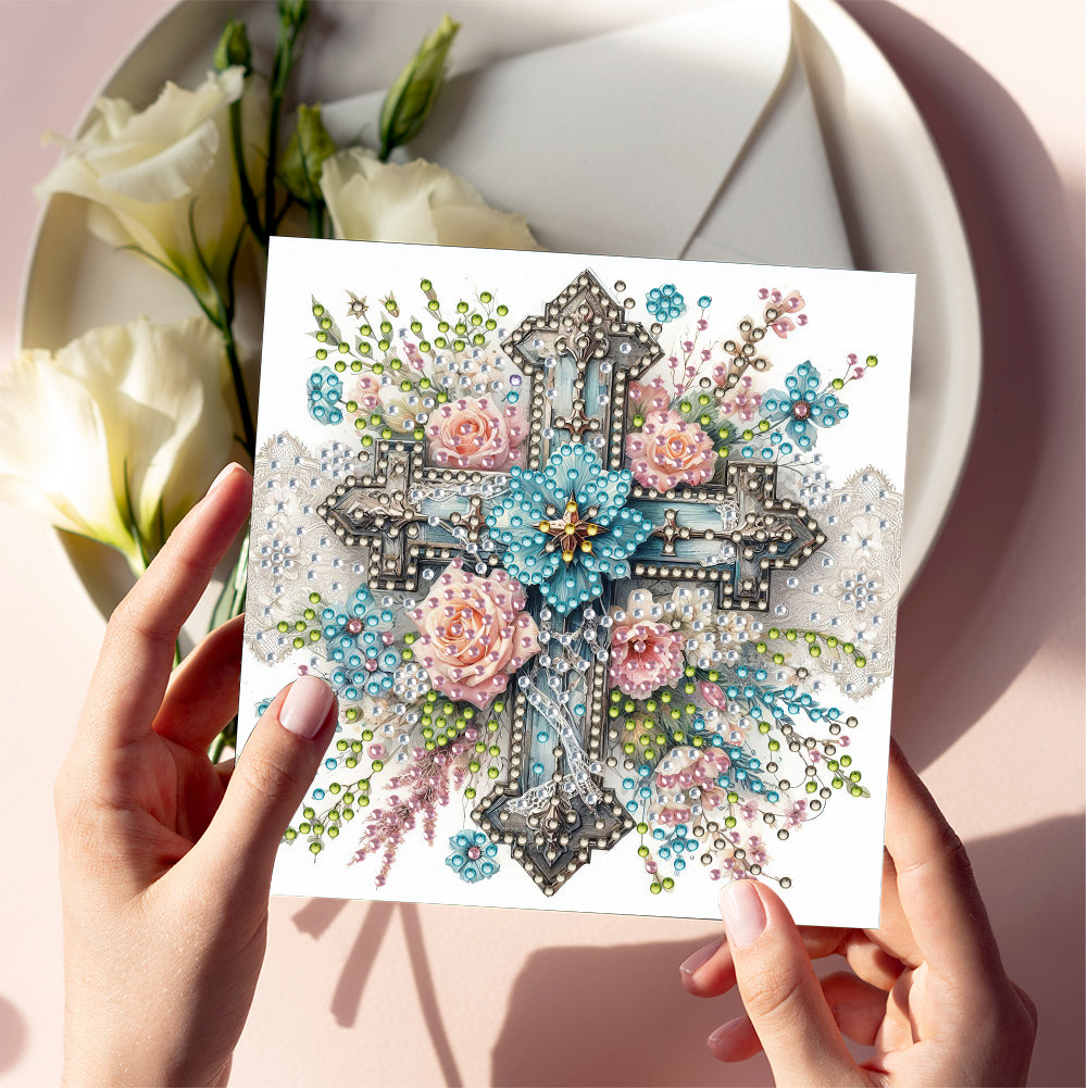 6PCS DIY Rhinestone Diamond Art Mosaic Postcards for Festivals and Celebrations