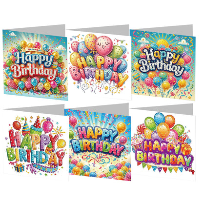 6PCS DIY Rhinestone Diamond Art Mosaic Postcards for Festivals and Celebrations