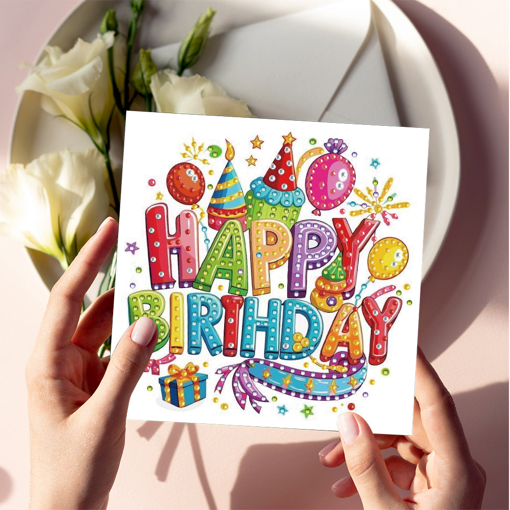 6PCS DIY Rhinestone Diamond Art Mosaic Postcards for Festivals and Celebrations