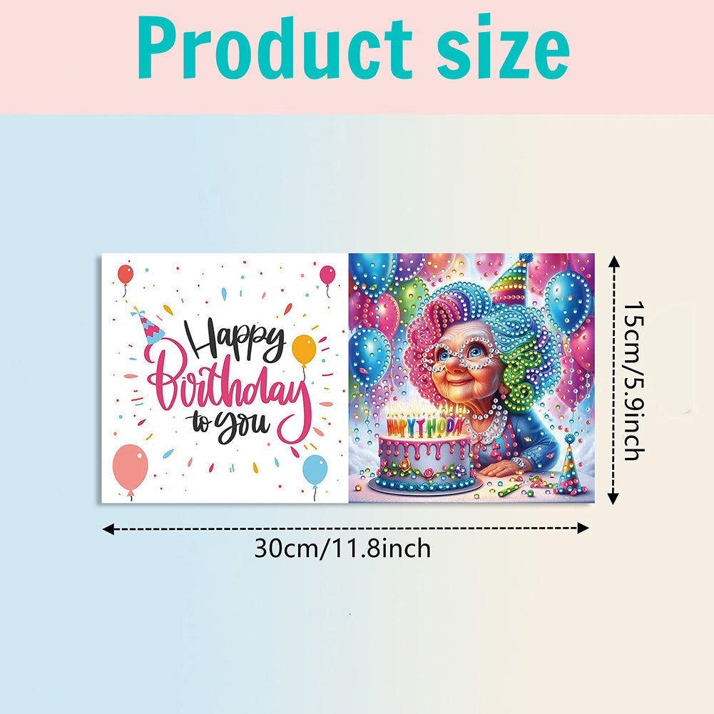 6PCS DIY Rhinestone Diamond Art Mosaic Postcards for Festivals and Celebrations