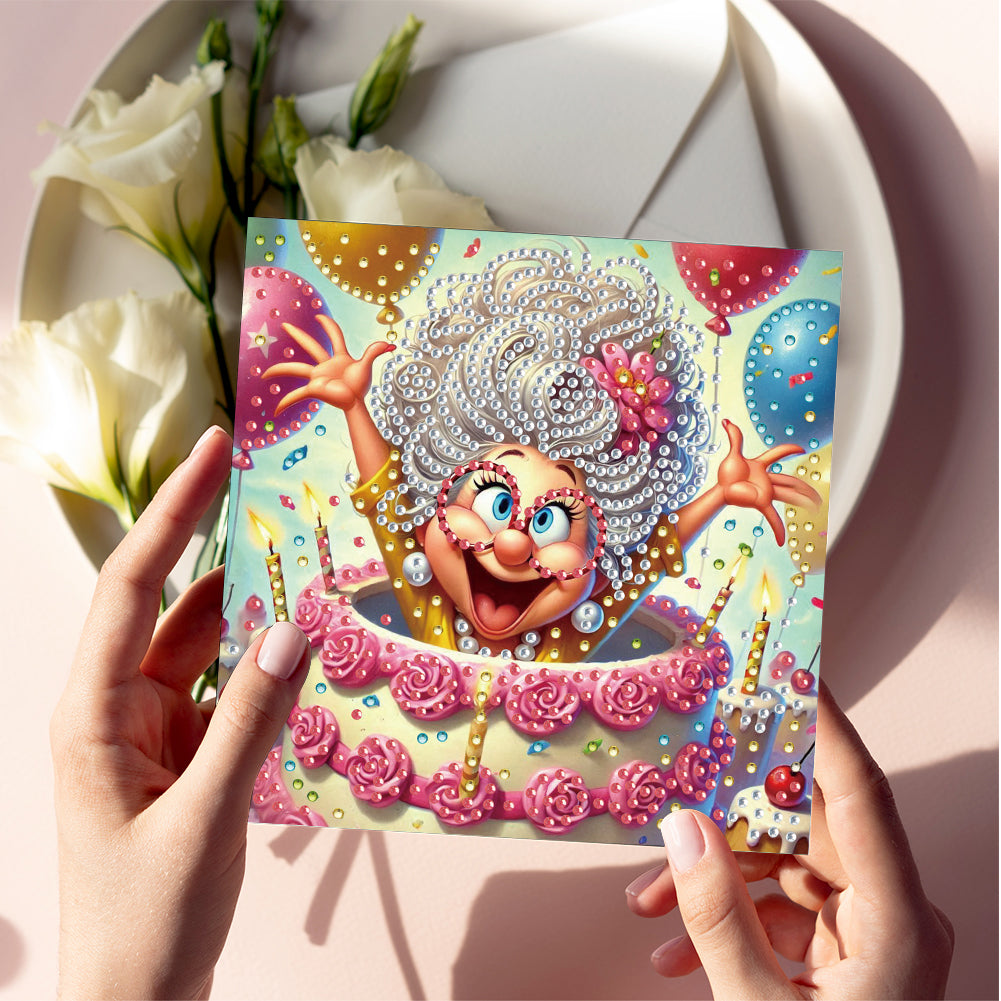 6PCS DIY Rhinestone Diamond Art Mosaic Postcards for Festivals and Celebrations